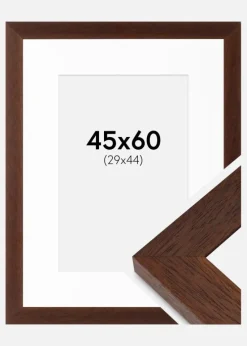 Ramme Juno Teak 45x60 cm - Passepartout Hvid 30x45 cm