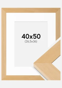 Ramme Juno Træ 40x50 cm - Passepartout Hvid 27,5x37 cm