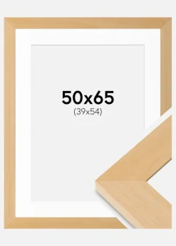 Ramme Juno Træ 50x65 cm - Passepartout Hvid 40x55 cm