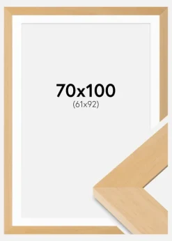 Ramme Juno Træ 70x100 cm - Passepartout Hvid 62x93 cm