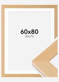 Ramme Juno Træ 60x80 cm - Passepartout Hvid 52x72 cm
