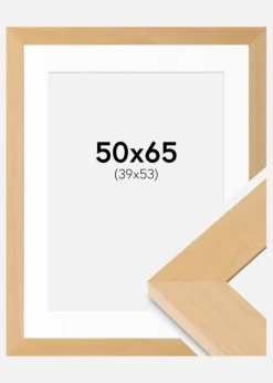 Ramme Juno Træ 50x65 cm - Passepartout Hvid 40x54 cm