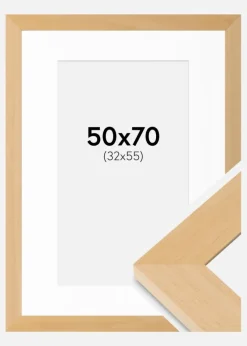 Ramme Juno Træ 50x70 cm - Passepartout Hvid 33x56 cm