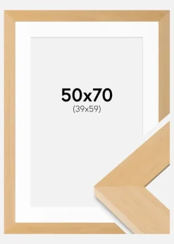 Ramme Juno Træ 50x70 cm - Passepartout Hvid 40x60 cm