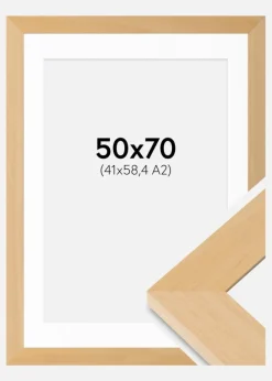 Ramme Juno Træ 50x70 cm - Passepartout Hvid 42x59,4 cm