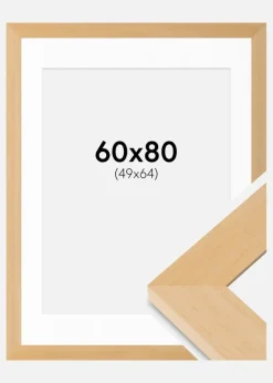 Ramme Juno Træ 60x80 cm - Passepartout Hvid 50x65 cm