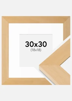 Ramme Juno Træ 30x30 cm - Passepartout Hvid 19x19 cm