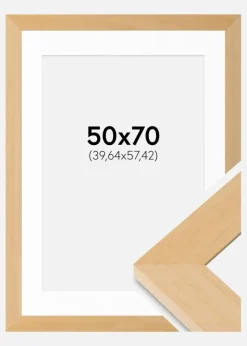 Ramme Juno Træ 50x70 cm - Passepartout Hvid 16x23 inches