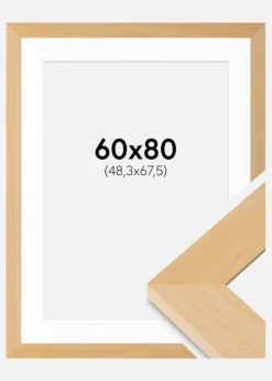 Ramme Juno Træ 60x80 cm - Passepartout Hvid 49,3x68,5 cm