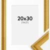 Ramme Lattice Guld 20x30 cm - Passepartout Hvid 15x22 cm