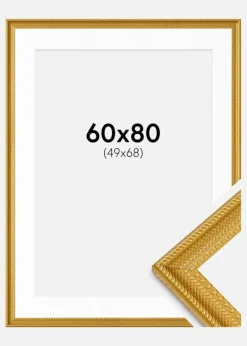 Ramme Lattice Guld 60x80 cm - Passepartout Hvid 50x69 cm