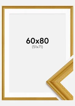 Ramme Lattice Guld 60x80 cm - Passepartout Hvid 52x72 cm