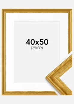 Ramme Lattice Guld 40x50 cm - Passepartout Hvid 30x40 cm