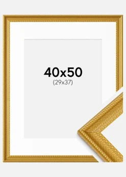 Ramme Lattice Guld 40x50 cm - Passepartout Hvid 30x38 cm