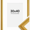 Ramme Lattice Guld 30x40 cm - Passepartout Hvid 8x12 inches