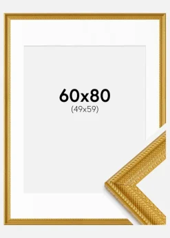 Ramme Lattice Guld 60x80 cm - Passepartout Hvid 50x60 cm