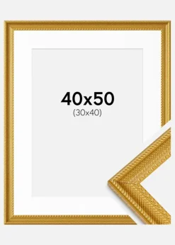 Ramme Lattice Guld 40x50 cm - Passepartout Hvid 31x41 cm