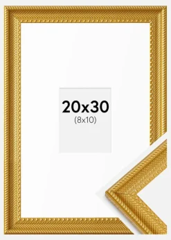 Ramme Lattice Guld 20x30 cm - Passepartout Hvid 9x11 cm