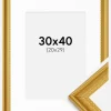 Ramme Lattice Guld 30x40 cm - Passepartout Hvid 21x30 cm