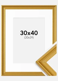 Ramme Lattice Guld 30x40 cm - Passepartout Hvid 21x30 cm