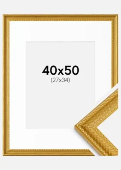 Ramme Lattice Guld 40x50 cm - Passepartout Hvid 28x35 cm