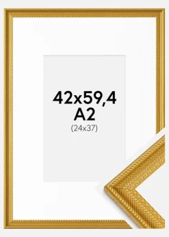 Ramme Lattice Guld 42x59,4 cm - Passepartout Hvid 25x38 cm