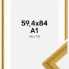 Ramme Lattice Guld 59,4x84 cm - Passepartout Hvid 47x75 cm