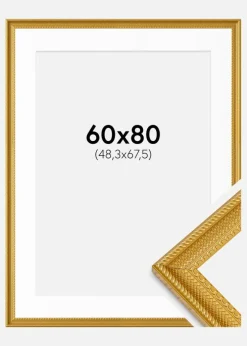 Ramme Lattice Guld 60x80 cm - Passepartout Hvid 49,3x68,5 cm
