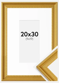 Ramme Lattice Guld 20x30 cm - Passepartout Hvid 10x20 cm