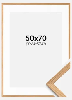 Ramme Massiv Eg 50x70 cm - Passepartout Hvid 16x23 inches