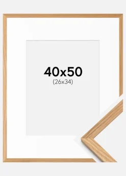 Ramme Massiv eg 40x50 cm - Passepartout Hvid 27x35 cm