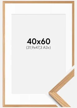 Ramme massiv eg 40x60 cm - Passepartout hvid 32,9x48,3 cm