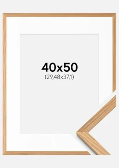 Ramme Massiv Eg 40x50 cm - Passepartout Hvid 12x15 inches