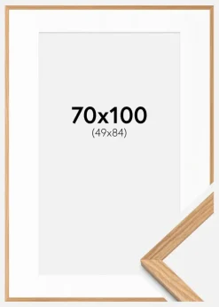 Ramme Massiv Eg 70x100 cm - Passepartout Hvid 50x85 cm