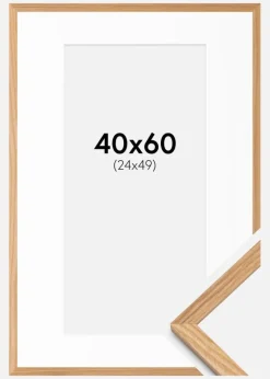 Ramme Massiv Eg 40x60 cm - Passepartout Hvid 25x50 cm