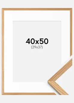 Ramme Massiv Eg 40x50 cm - Passepartout Hvid 30x38 cm