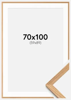 Ramme massiv eg 70x100 cm - Passepartout hvid 60x90 cm