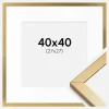 Ramme Minerva Guld 40x40 cm - Passepartout Hvid 28x28 cm