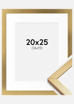 Ramme Minerva Guld 20x25 cm - Passepartout Hvid 15x20 cm
