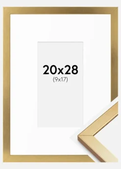 Ramme Minerva Guld 20x28 cm - Passepartout Hvid 10x18 cm
