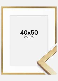 Ramme Minerva Guld 40x50 cm - Passepartout Hvid 30x40 cm