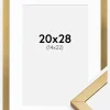Ramme Minerva Guld 20x28 cm - Passepartout Hvid 15x23 cm