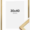 Ramme Minerva Guld 30x40 cm - Passepartout Hvid 22x32 cm
