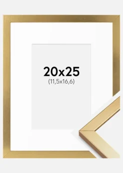 Ramme Minerva Guld 20x25 cm - Passepartout Hvid B6 125x176 mm
