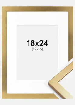 Ramme Minerva Guld 18x24 cm - Passepartout Hvid 13x17 cm