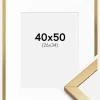 Ramme Minerva Guld 40x50 cm - Passepartout Hvid 27x35 cm