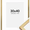 Ramme Minerva Guld 30x40 cm - Passepartout Hvid 21x29,7 cm