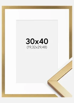 Ramme Minerva Guld 30x40 cm - Passepartout Hvid 8x12 inches