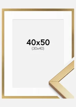 Ramme Minerva Guld 40x50 cm - Passepartout Hvid 31x41 cm