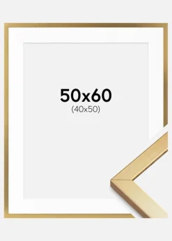Ramme Minerva Guld 50x60 cm - Passepartout Hvid 41x51 cm